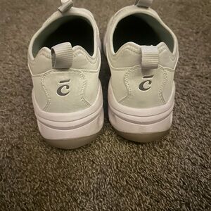 white leather finish nursing shoes